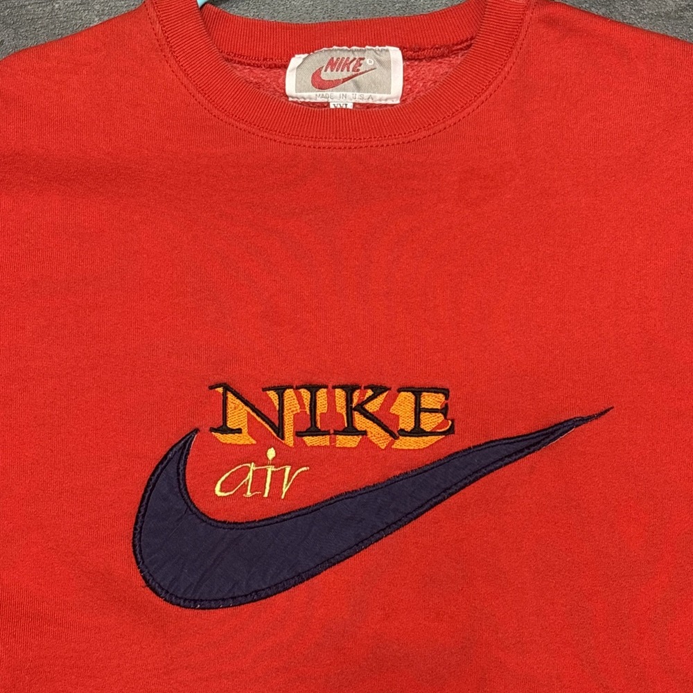 VTG Rare 80s / 90s Nike Air Crew Sweatshirt Big Swoosh Embroidered USA Made XXL